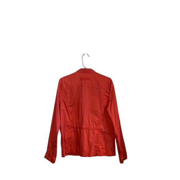 Eddie Bauer 100% Cotton persimmon orange  Lightweight Button Fall Utility Jacket - Picture 6 of 11